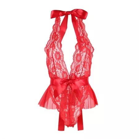 SUBBLIME - 953980 BODY SEXY A VOLANTS + CEINTURE ROUGE L/XL