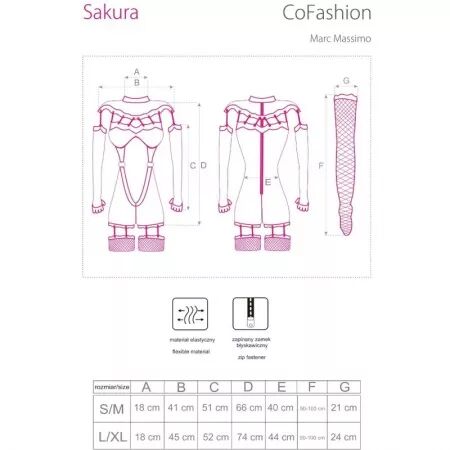 LIVCO CORSETTI FASHION - COMBINAISON SAKURA CF 90357 + GANTS LONGS + PORTE-JARRETELLES NOIR S/M