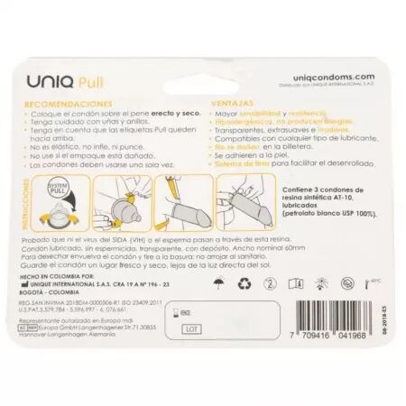 UNIQ - PULL PRESERVATIFS SANS LATEX AVEC BANDES 3 UNITES