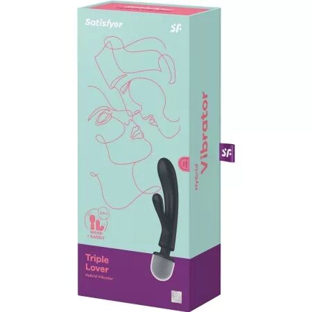 SATISFYER - MASSEUR VIBRATEUR LAPIN TRIPLE LOVER GRIS