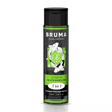 BRUMA - HUILE DE MASSAGE PREMIUM EFFET CHALEUR SAVEUR DE PASTÈQUE 3 EN 1 - 100 ML