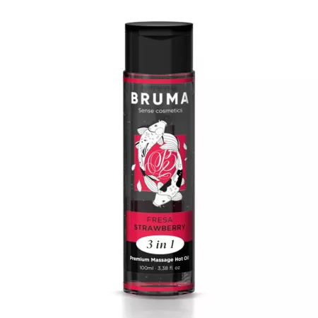 BRUMA - HUILE DE MASSAGE PREMIUM EFFET CHALEUR SAVEUR FRAISE 3 EN 1 - 100 ML