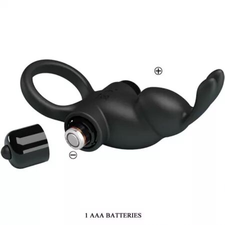 PRETTY LOVE - ANNEAU VIBRANT + STIMULATEUR DE CLITORIS RABBIT 10 VIBRATIONS NOIR