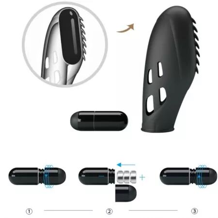 PRETTY LOVE - VIBRATEUR DOIGT EN SILICONE GILO NOIR