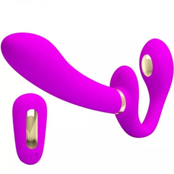 PRETTY LOVE - THUNDERBIRD DOUBLE VIBRATEUR STRAP-ON AVEC T�L�COMMANDE VIOLET