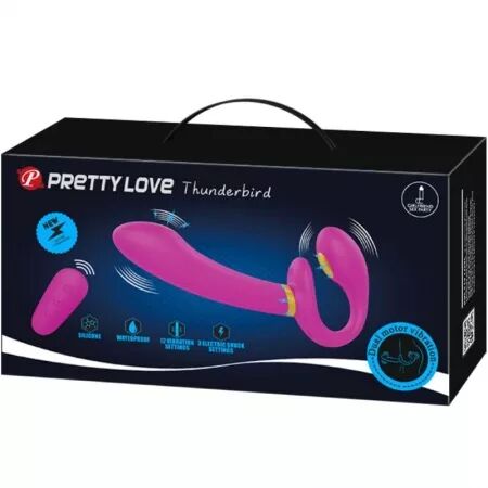 PRETTY LOVE - THUNDERBIRD DOUBLE VIBRATEUR STRAP-ON AVEC TÉLÉCOMMANDE VIOLET