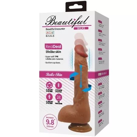BAILE - MAGNIFIQUE VIBRATEUR RÉALISTE WILKS 5 RÉGLAGES 25 CM MULATO