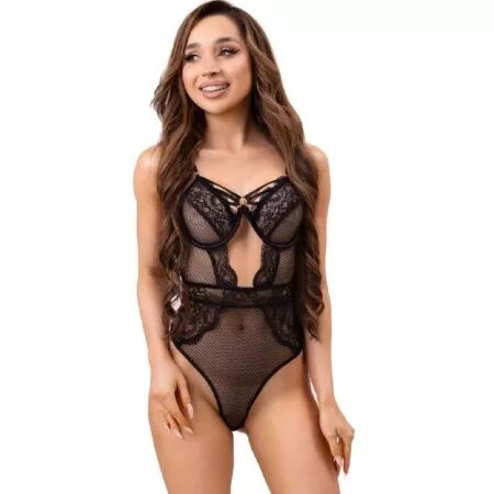 LIVCO CORSETTI FASHION - BODY PAULA LC 20209 AVEC DÉCORATIONS EN DENTELLE NOIR S/M
