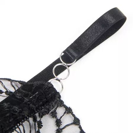 SUBBLIME - 955212 BODY TRANSPARENT AVEC DENTELLE CREUSE NOIRE S/M