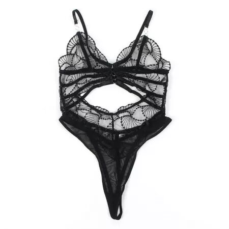 SUBBLIME - 955229 BODY TRANSPARENT AVEC DENTELLE CREUSE NOIR L/XL