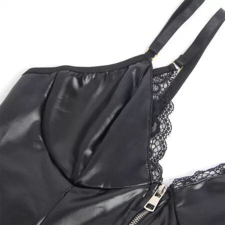 SUBBLIME - 955465 CORPS À FERMETURE ÉCLAIR EN CUIR NOIR L/XL