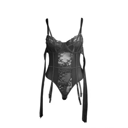 SUBBLIME - 955496 BODY EN DENTELLE AVEC N?UDS ET JARRETELLES NOIR S/M