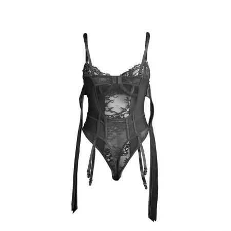 SUBBLIME - 955496 BODY EN DENTELLE AVEC N?UDS ET JARRETELLES NOIR S/M