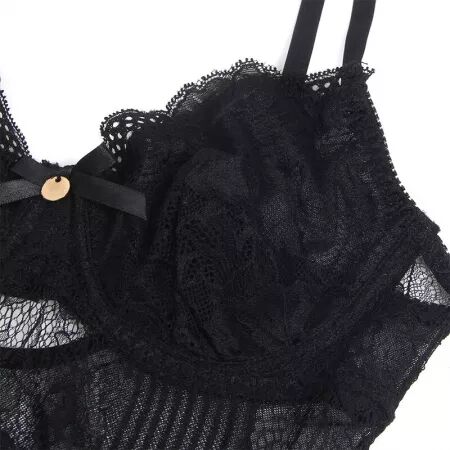 SUBBLIME - 955618 BODY EN DENTELLE AVEC FERMETURE EN BAS NOIR S/M