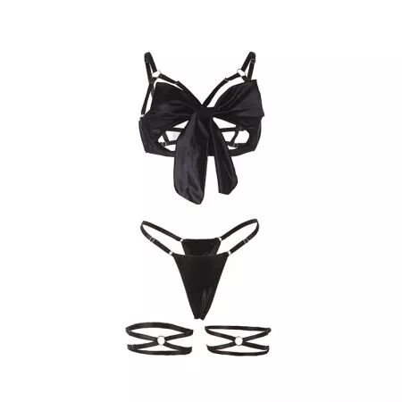 SUBBLIME - 955205 ENSEMBLE SOUTIEN-GORGE AVEC N?UD NOIR RÉGLABLE L/XL