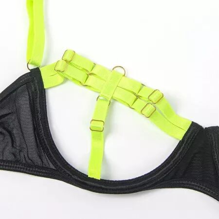 SUBBLIME - 955281 ENSEMBLE SOUTIEN-GORGE AVEC COLLIER ET DÉTAILS DE JAMBES VERT FLUORESCENT L/XL