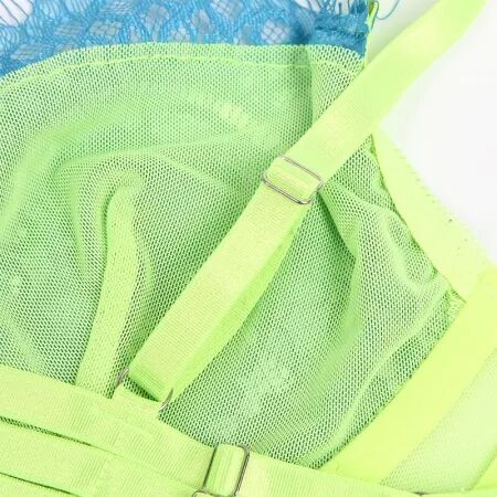 SUBBLIME - 955311 ENSEMBLE SOUTIEN-GORGE AVEC LIGNES DENTELLE ET JARRETELLE VERT ET BLEU S/M