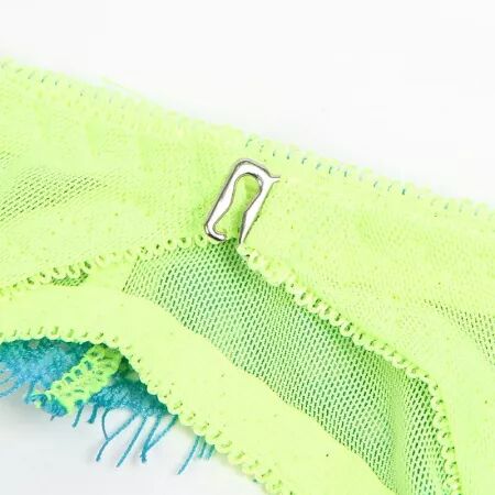 SUBBLIME - 955311 ENSEMBLE SOUTIEN-GORGE AVEC LIGNES DENTELLE ET JARRETELLE VERT ET BLEU S/M
