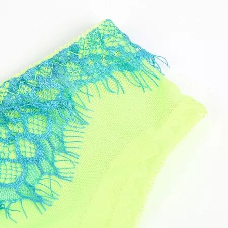 SUBBLIME - 955328 ENSEMBLE SOUTIEN-GORGE AVEC LIGNES DENTELLE ET JARRETELLE VERT ET BLEU L/XL