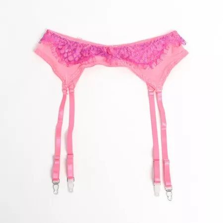 SUBBLIME - 955359 ENSEMBLE SOUTIEN-GORGE AVEC DENTELLE ET LIENS JARRETELLES ROSE ET VIOLET S/M