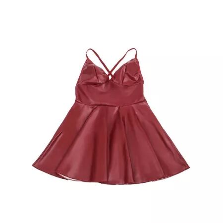 SUBBLIME - 955397 ROBE À BRETELLES EN CUIR BORDEAUX S/M