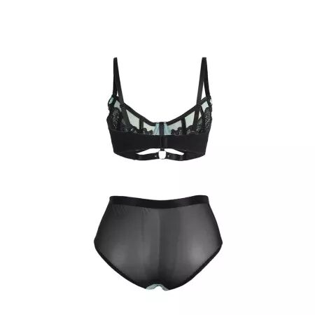 SUBBLIME - 955557 ENSEMBLE SOUTIEN-GORGE EN CUIR VERNI VERT AVEC FERMETURE ÉCLAIR S/M