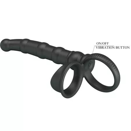 PRETTY LOVE - ANNEAU PÉNIS VIBRANT TATUM AVEC PLUG 10 VIBRATIONS NOIR