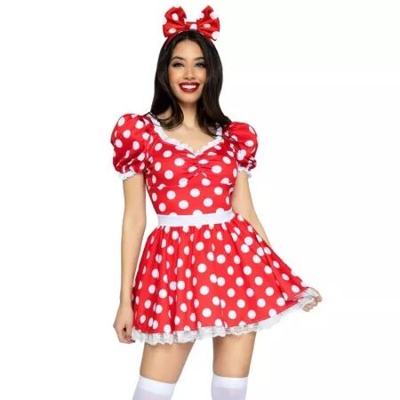 LEG AVENUE - ROBE À POIS + BANDEAU ROUGE/BLANC S