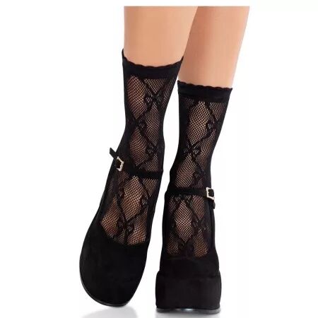 LEG AVENUE - CHAUSSETTES NOIRES EN DENTELLE AVEC N?UD