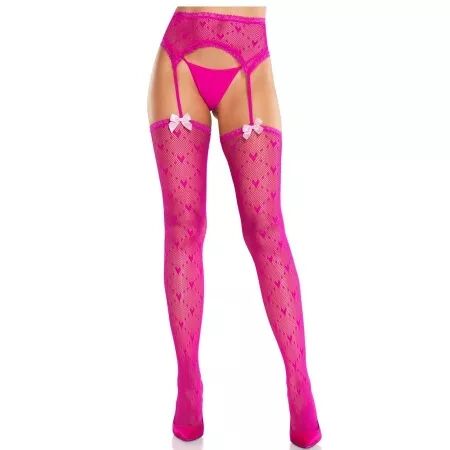 LEG AVENUE - BAS C?UR AVEC JARRETELLES MAGENTA