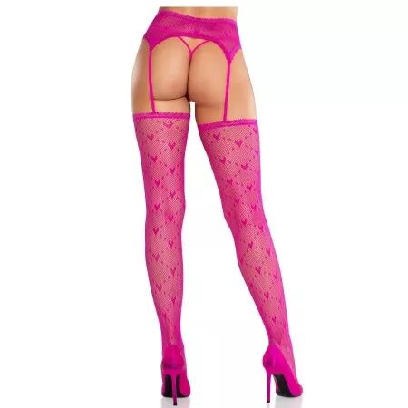 LEG AVENUE - BAS C?UR AVEC JARRETELLES MAGENTA