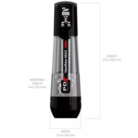 PDX ELITE - VIEWTUBE MAX VIEW MASTURBATEUR AUTOMATIQUE AVEC ASPIRATION TRANSPARENTE