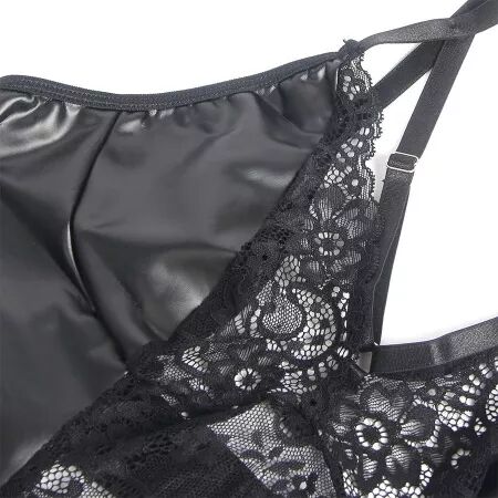 SUBBLIME - 957537 ROBE EN CUIR AVEC DENTELLE FLORALE NOIRE L/XL
