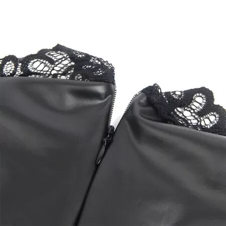 SUBBLIME - 957551 ROBE EN CUIR COL DENTELLE NOIR L/XL