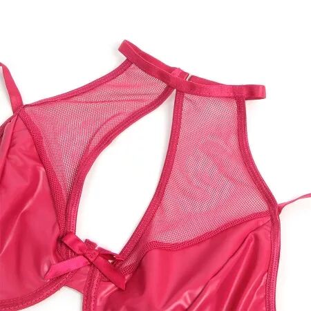 SUBBLIME - 957612 ENSEMBLE SOUTIEN-GORGE ET JUPE EN CUIR ROUGE L/XL