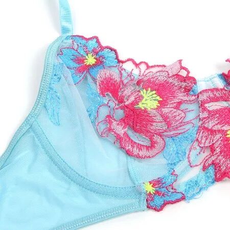 SUBBLIME - 957643 ENSEMBLE SOUTIEN-GORGE ET PORTE-JARRETELLES BRODÉ FLEURS ROSE S/M