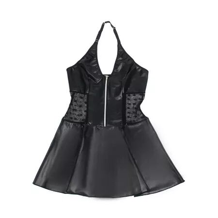 SUBBLIME - 957711 ROBE EN CUIR À FERMETURE ÉCLAIR EN DENTELLE NOIRE L/XL