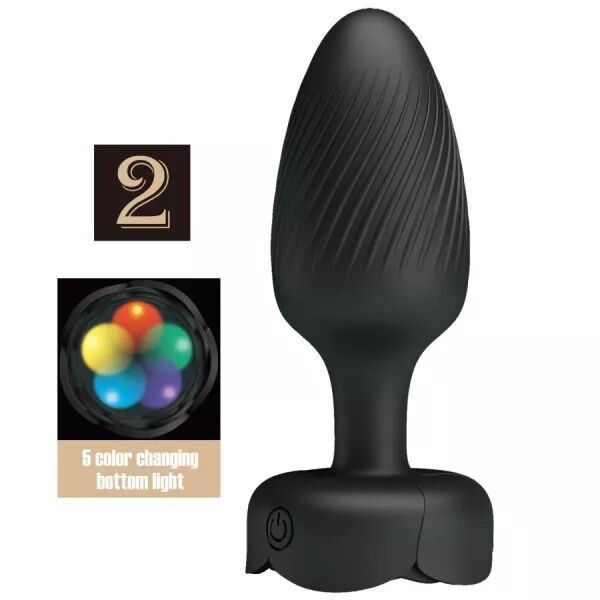 PRETTY LOVE - PLUG ANAL VARIAN AVEC LUMI�RE LED NOIR 10,8 CM