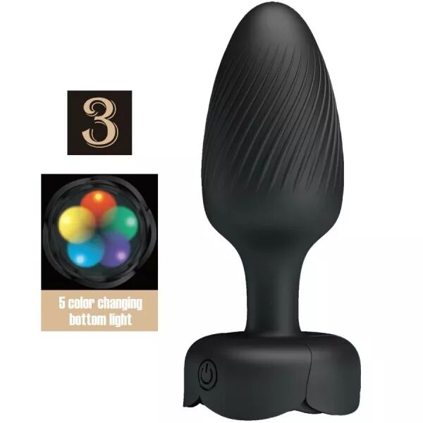 PRETTY LOVE - OSBORN PLUG ANAL AVEC LUMI�RE LED NOIR 9,8 CM
