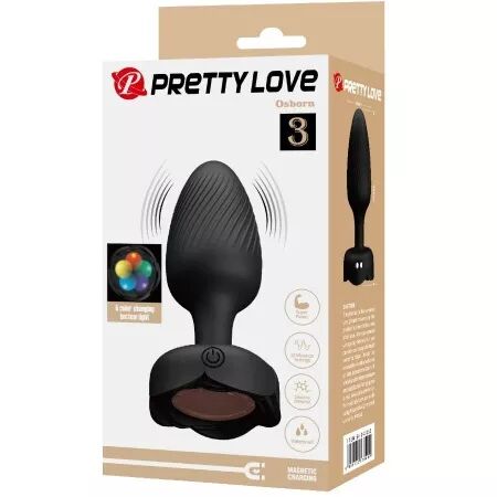 PRETTY LOVE - OSBORN PLUG ANAL AVEC LUMIÈRE LED NOIR 9,8 CM