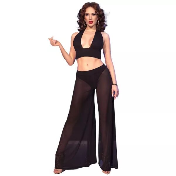 CHILIROSE - CR 4857 ENSEMBLE HAUT ET PANTALON NOIR TAILLE M