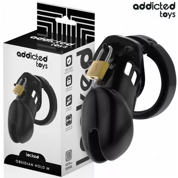 ADDICTED TOYS LOCKED - CAGE � P�NIS OBSIDIAN HOLD TAILLE M