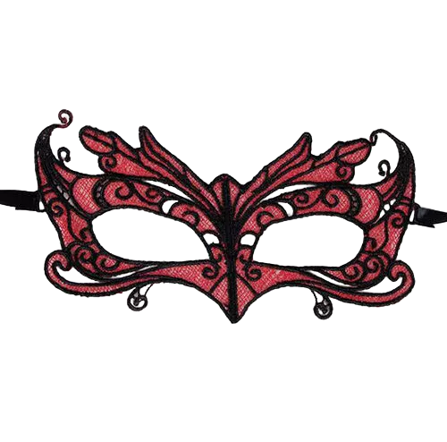 QUEEN LINGERIE - MASQUE EN DENTELLE D�TAILS ROUGES