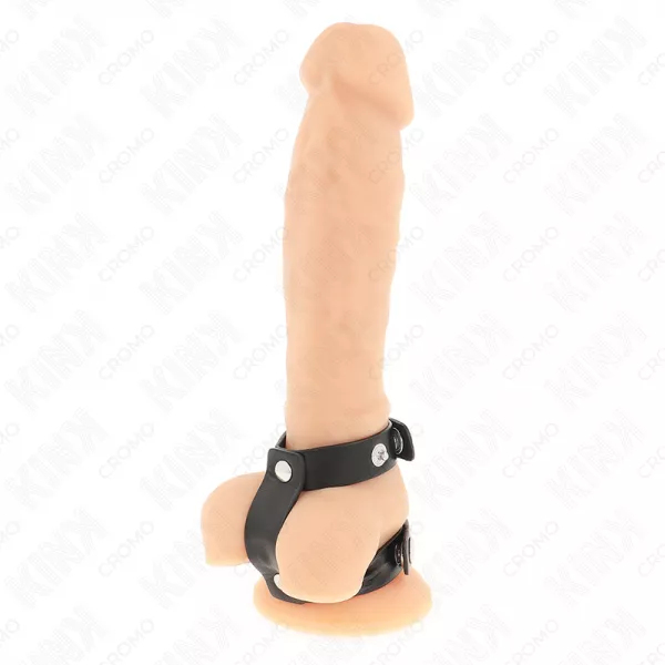 KINK - ANNEAU P�NIS DOUBLE EN CUIR R�GLABLE