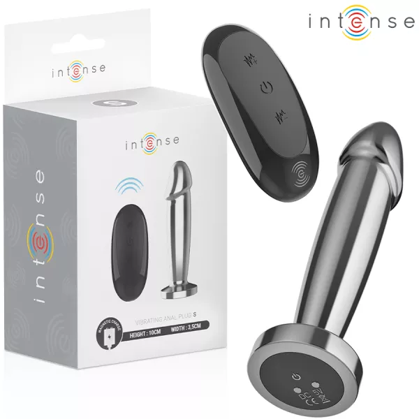 INTENSE - PLUG ANAL 10 VIBRATIONS GODE M�TALLIQUE AVEC T�L�COMMANDE S