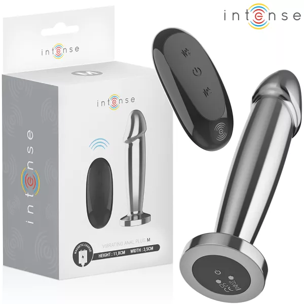 INTENSE - PLUG ANAL 10 VIBRATIONS GODE M�TALLIQUE AVEC T�L�COMMANDE M