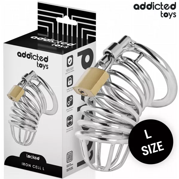 ADDICTED TOYS LOCKED - CAGE � P�NIS EN M�TAL IRON CELL 5 CM TAILLE L
