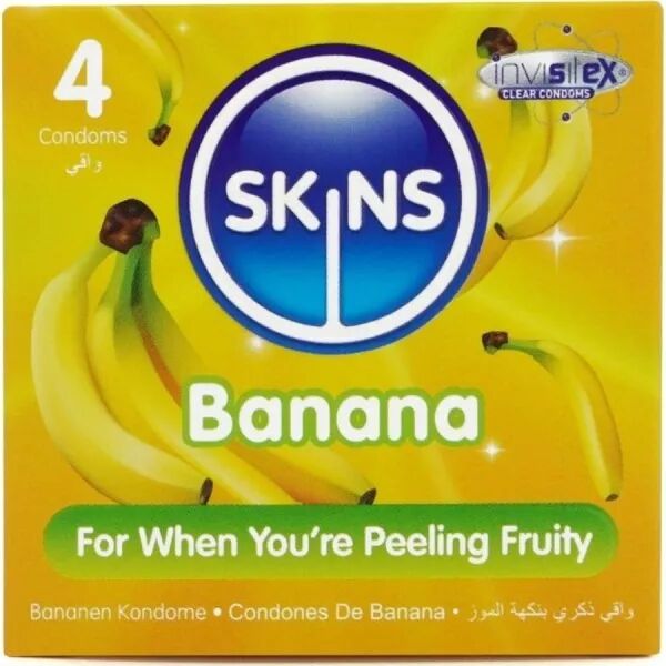 SKINS - PACK DE 4 PR�SERVATIFS BANANE PREMIUM