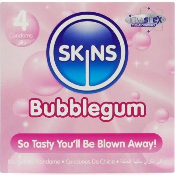SKINS - PACK DE 4 PR�SERVATIFS BUBBLEGUM PREMIUM