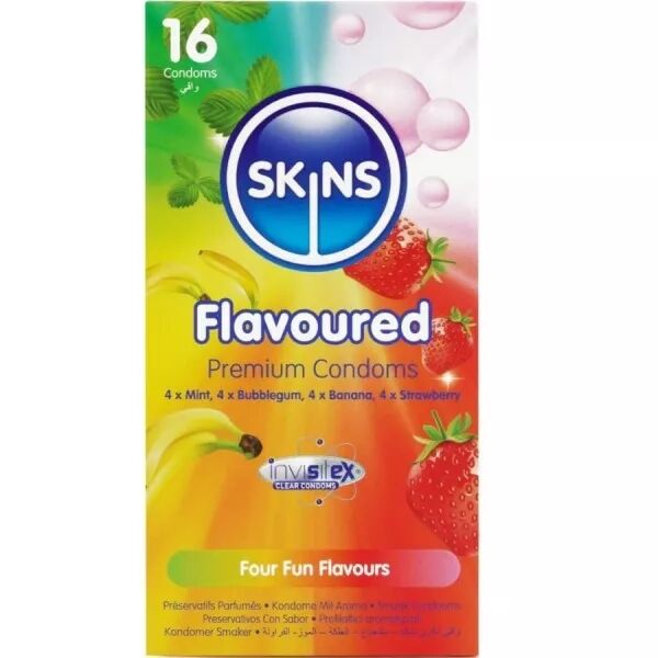 SKINS - PACK DE 16 PR�SERVATIFS PREMIUM MULTI-SAVEURS